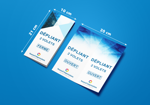 Dépliant 2 volets 10x21 cm